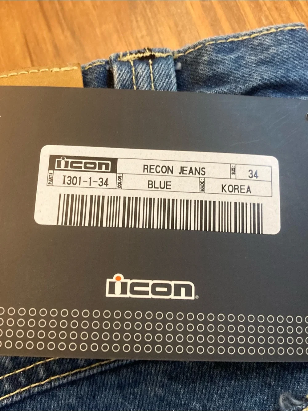 NWT Icon Recon Mens 34 (32” Inseam) Denim Motorcycle Jeans